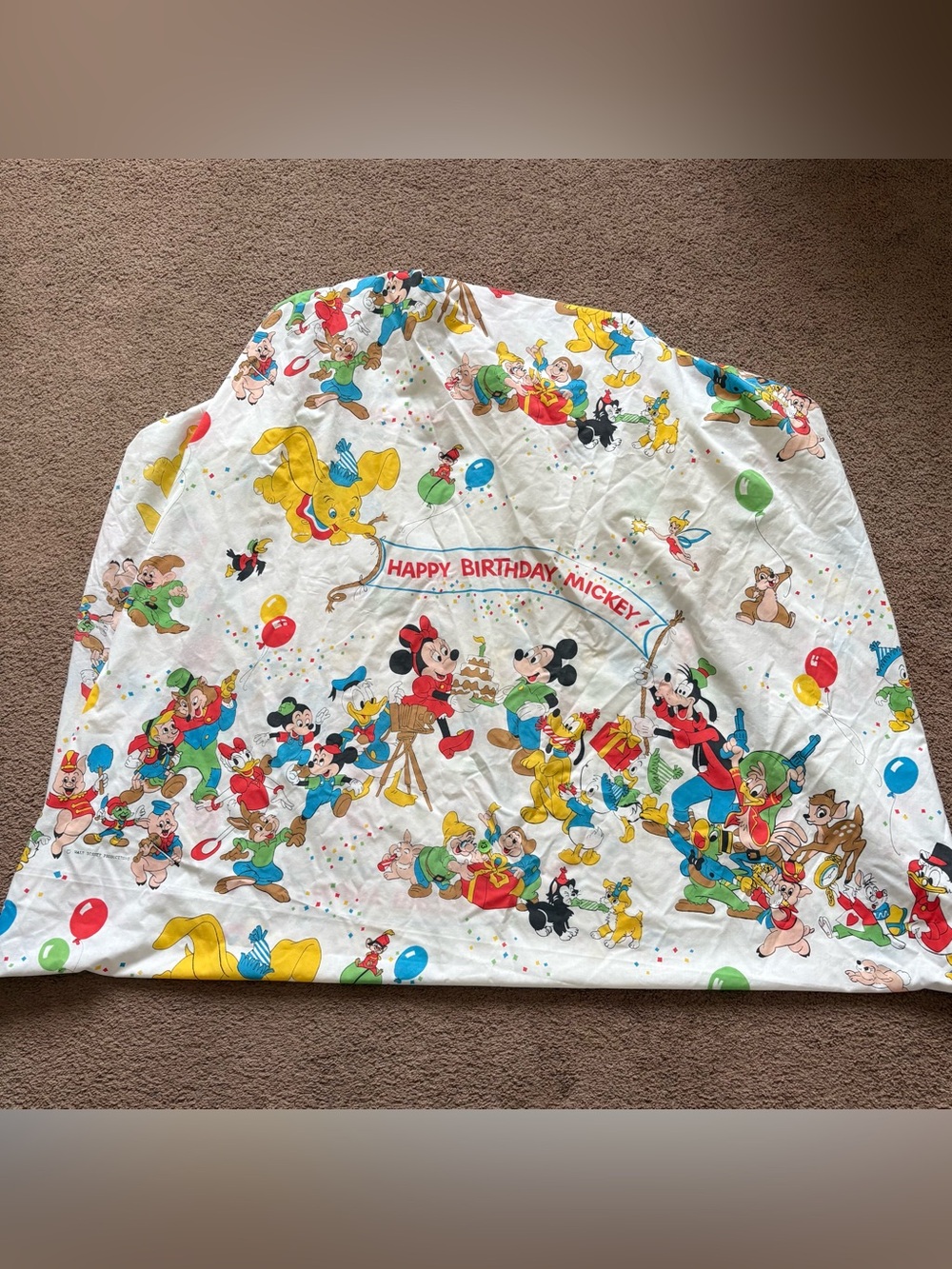 VTG Wamsutta UltraCale Twin Fitted Sheet Disney Mickey Mouse Happy Birthday